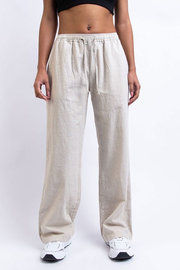 Mid Waist Linen Pants - Mila