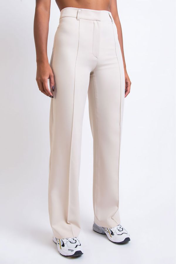 High waist Suit Pants Without Pockets - Hazel Off White