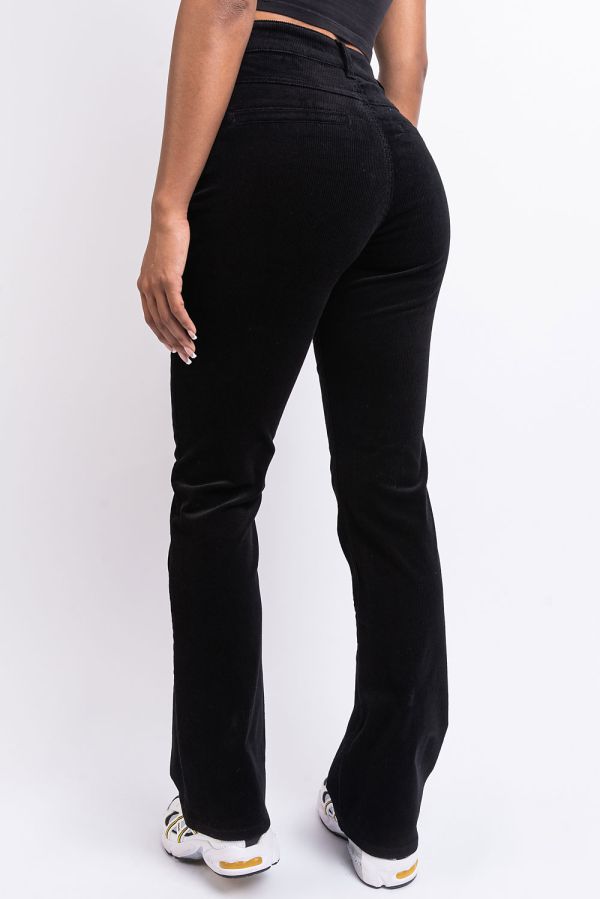 High Waist Corduroy Pants - Stella Black