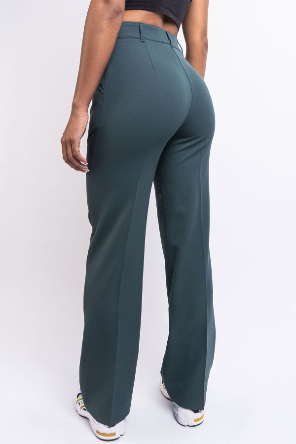 High Waist Suit Pants With Pintucks - Sally Muted Green