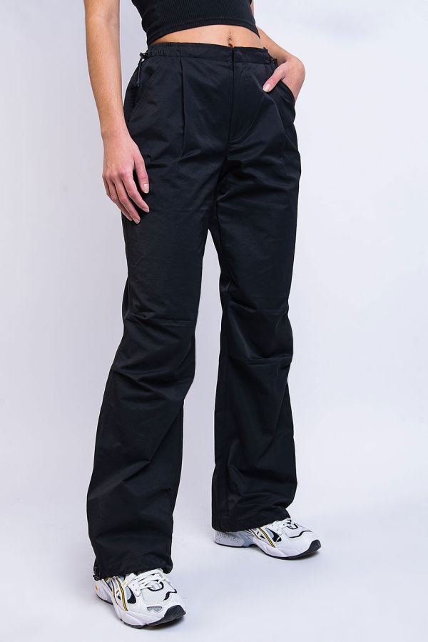 Mid Waist Parachute Pants - Pixie Black