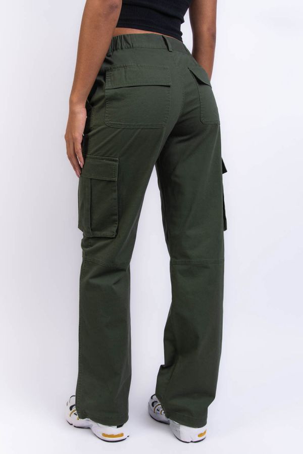 Mid Waist Cargo Pants - Denver Khaki