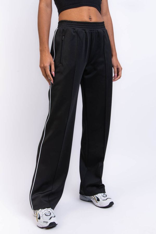 Mid Waist Pants - Nikki Stripe Black