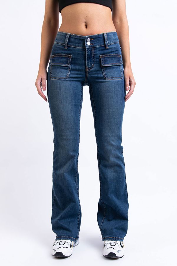 Low Waist Bootcut Jeans - Chloe Blue